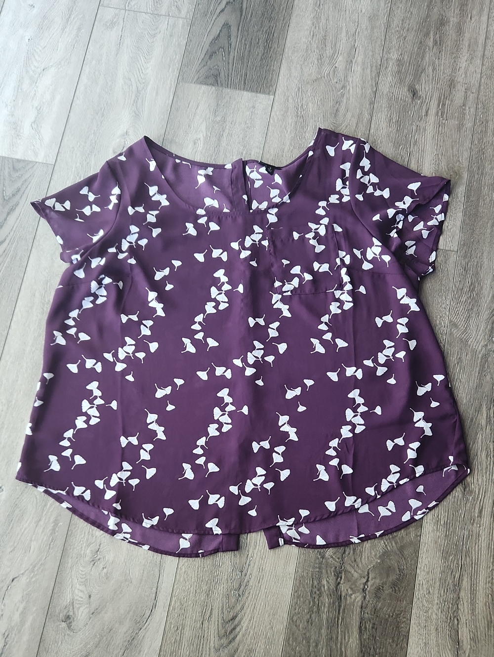 torrid Purple Short-Sleeve Floral-Print Blouse